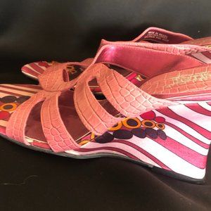 NEW Vintage Carlos by Carlos Santana Pink Strapless Crocodile Leather Sandal